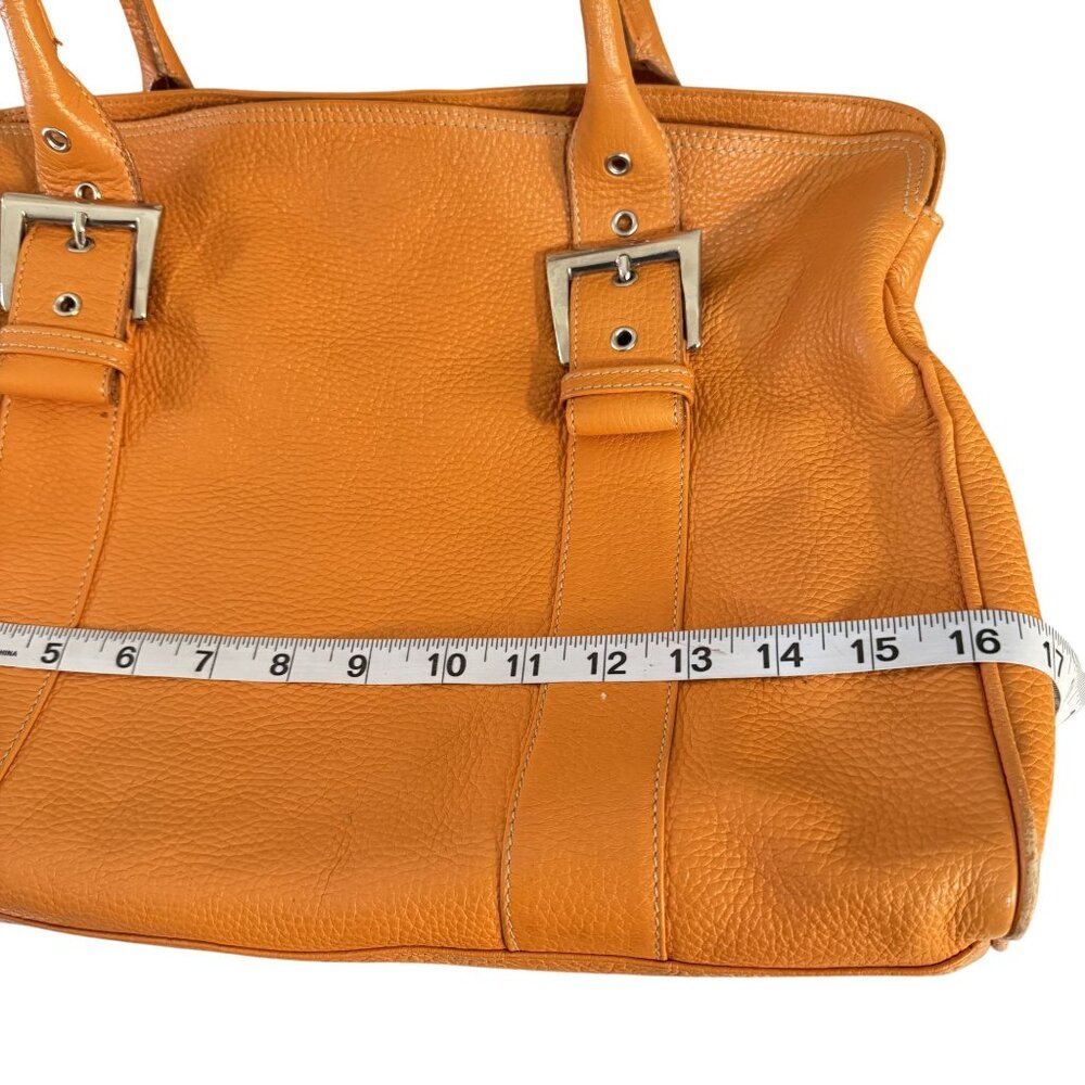 Suarez Made in Italy Cognac Pebbled Leather Shoulder Women’s Tote Bag - Picture 9 of 11